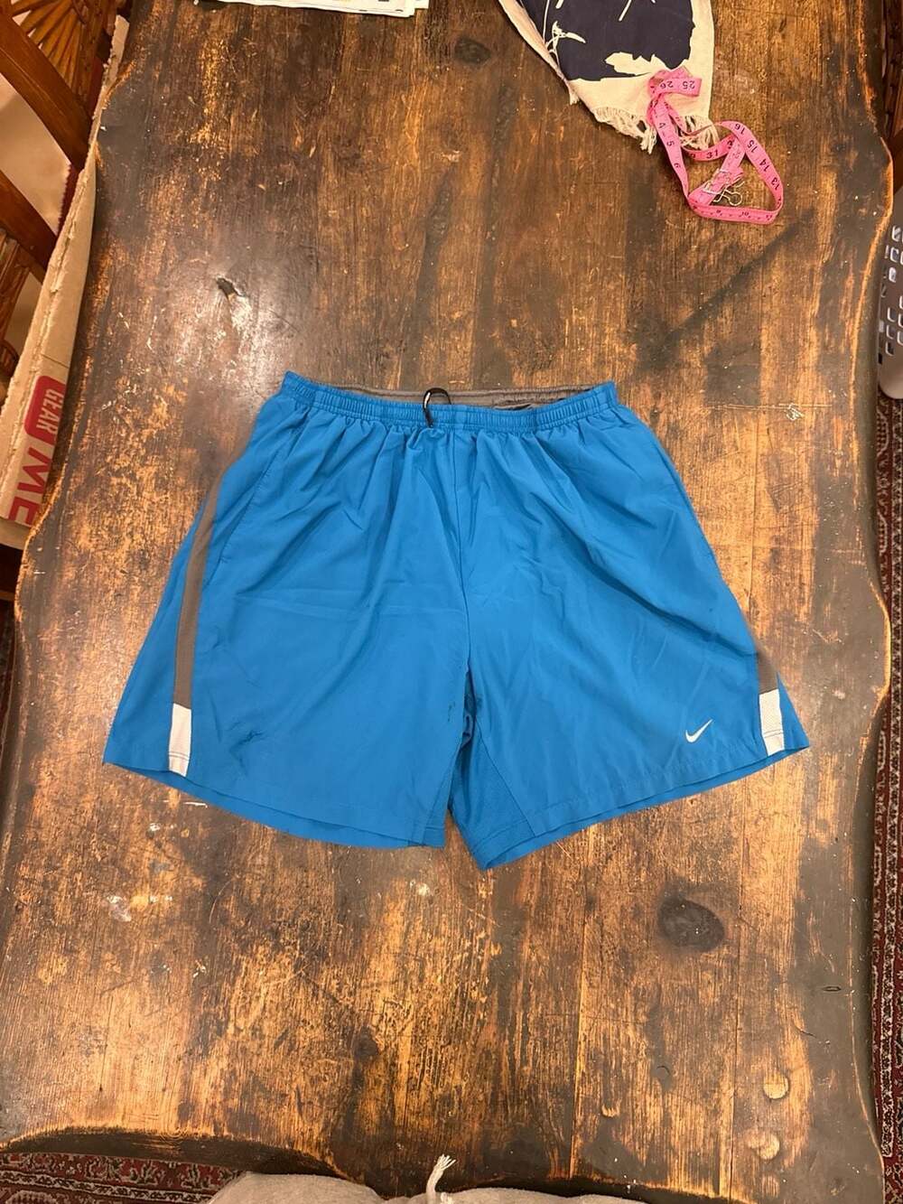 Nike Dri-FIT Men's XL Blue Running Shorts with Back Zip Pocket